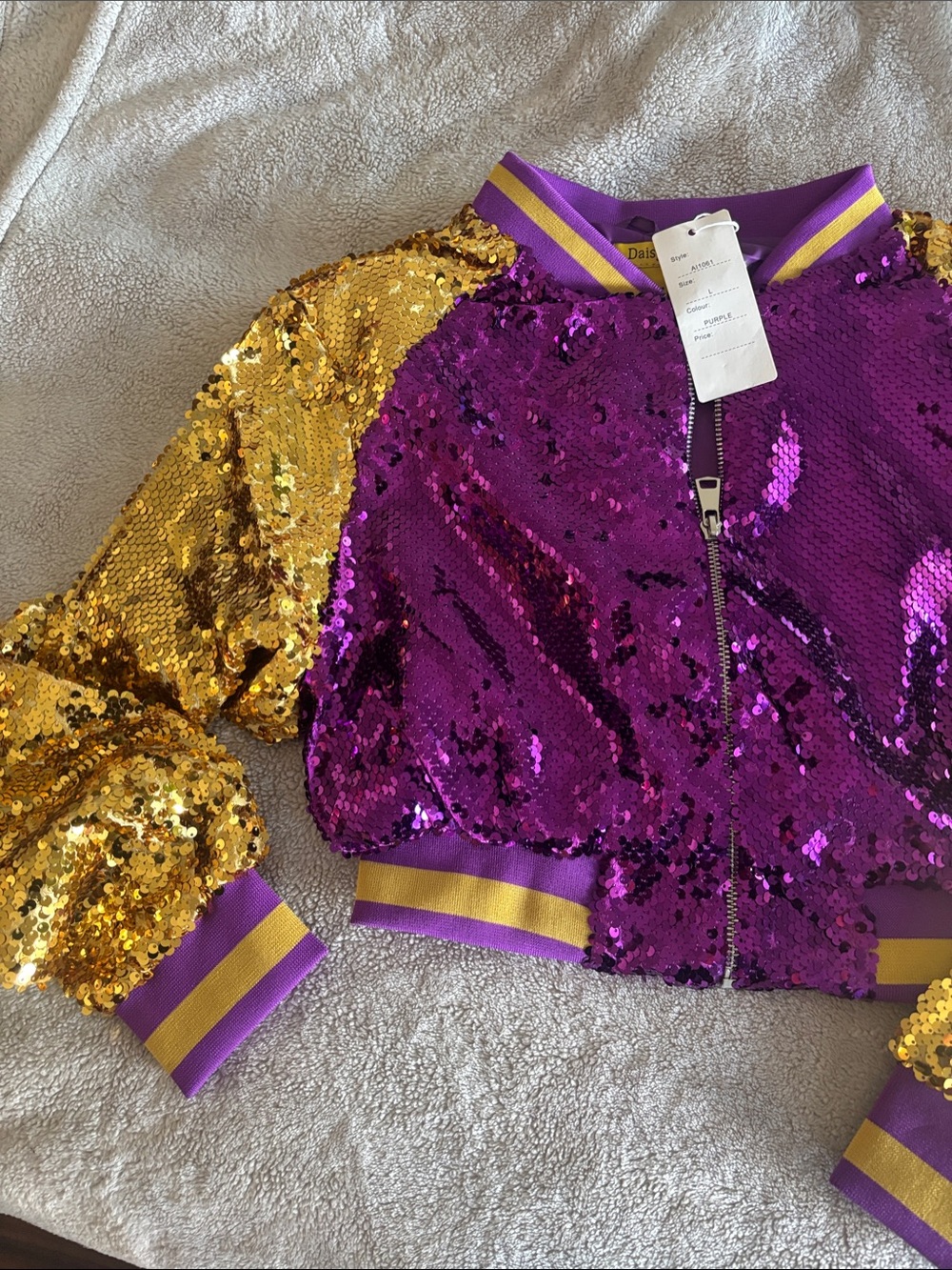 Daisy Purple & Gold Sequin Kids Jacket